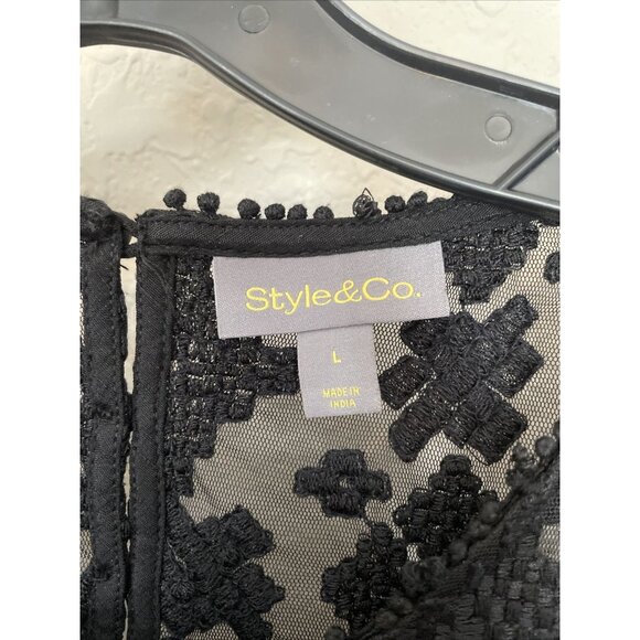 Women's Style Co Lace Sleeveless Blouse in Black Size Large - Picture 2 of 6